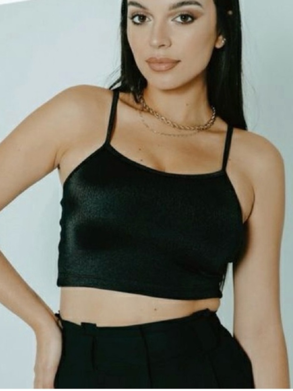 Klassy Network black shine brami crop tank